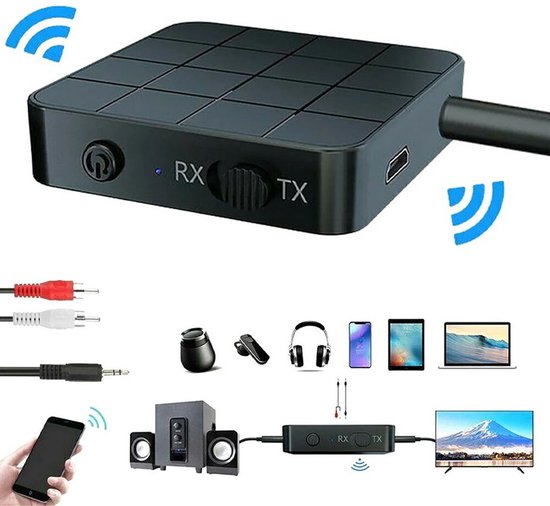 Bluetooth Transmitter & Receiver 2 in 1 - BT 5.0 - 3.5MM AUX / RCA - Bluetooth Zender - Bluetooth 5.0 Receiver - Bluetooth Ontvanger - Bluetooth Transmitter - Bluetooth Receiver - Transmitter - Receiver - Draadloze Ontvanger - Voor auto-tv-pc van Merkloos