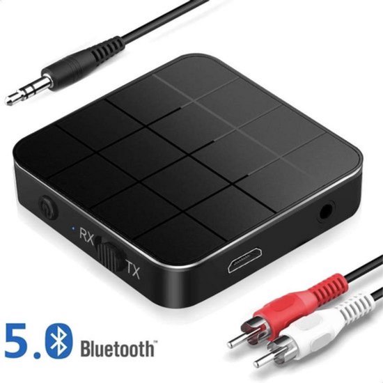 Bluetooth Transmitter & Receiver 2 in 1 - BT 5.0 - 3.5MM AUX / RCA - Zwart van Merkloos