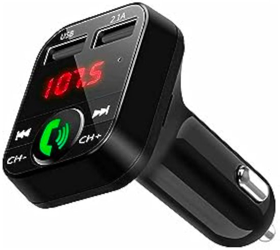 Bluetooth V5.0-zender voor muziekspeler in auto's en vrachtwagens, radio-ontvangeradapter, dubbele USB-snellaadpoorten 2.1A van Nulaxy