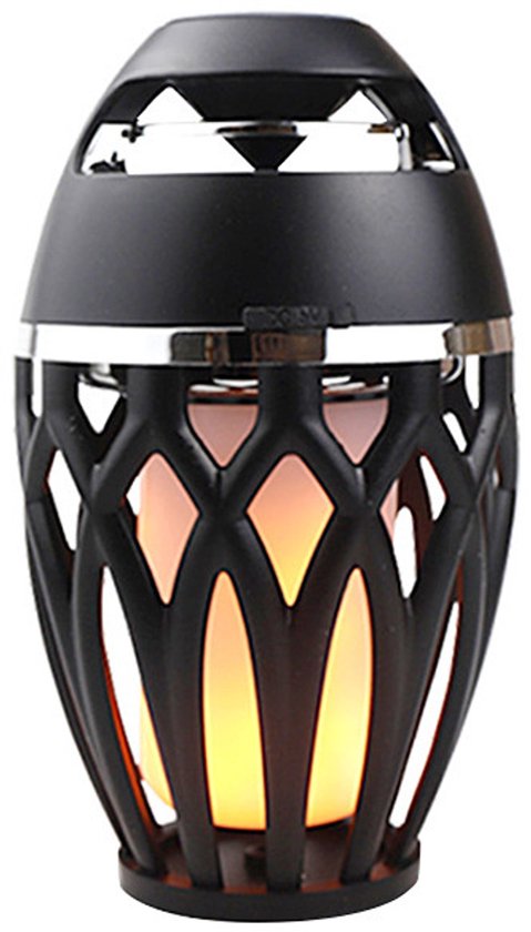 Bluetooth Vlammenlicht Luidspreker Audio Buiten Thuis Draagbare LED Zaklamp Draadloze Bluetooth Luidspreker - Zwart van Merkloos