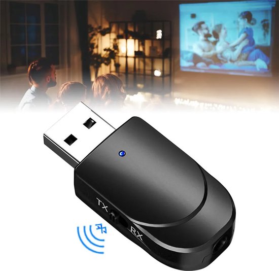 Bluetooth-zender en -ontvanger, audio BT 5.0 3,5 mm draadloze adapter, AUX-kabel, 2-in-1 draadloze zender en ontvanger Geschikt voor pc, tv, auto, USB, hoofdtelefoon, hifi.