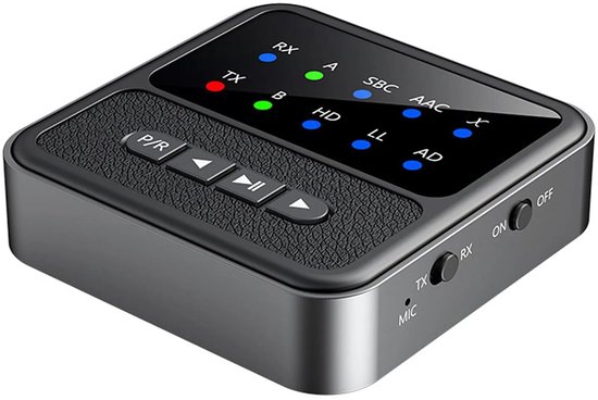 Bluetooth-zender en -ontvanger voor tv-audio, 2-in-1 draadloze audioadapter met 3,5 mm AUX RCA-adapter, compatibel met aptX LL/HD/AD dual pairing.