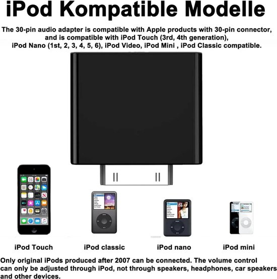 Bluetooth zender Geschikt voor Geschikt iPod Classic, plug-and-play Bluetooth adapter connector, Geschikt iPod Classic 160GB, Geschikt iPod Classic en iPod Nano van DockLinQ