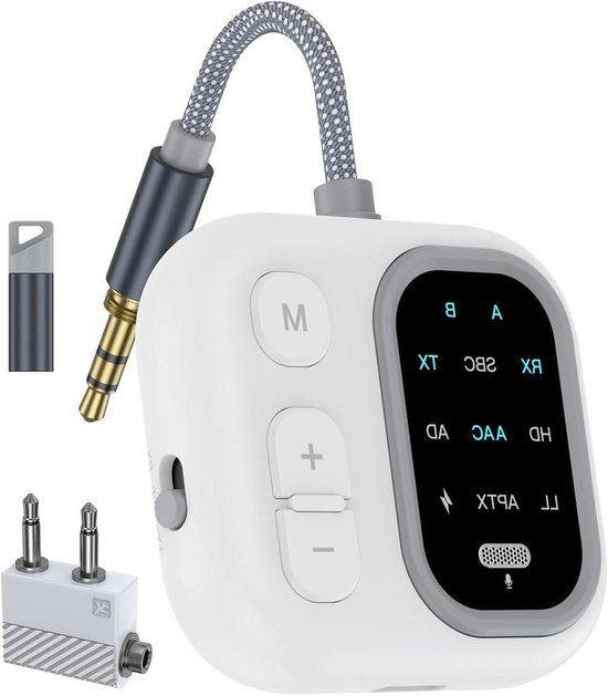 Bluetooth Zender Ontvanger - Audio Splitter - Draadloos Luisteren - Twee Koptelefoons - 20 Uur Batterij - Zwart