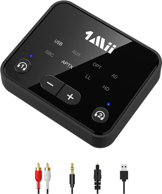 Bluetooth Zender voor TV naar Koptelefoon - Draadloze Audio Adapter met Lage Latentie en Meerdere Ingangen (Optisch, AUX, RCA)