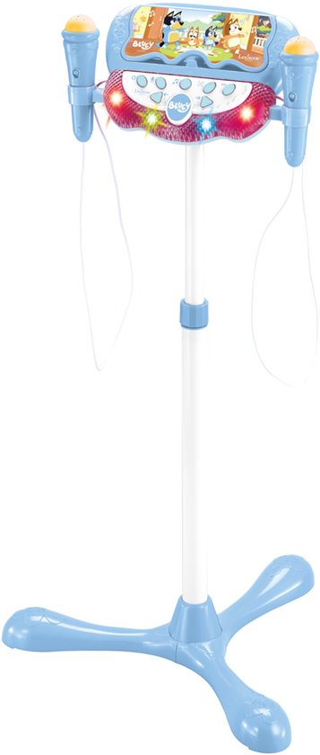 Bluey Verstelbare Standaard met 2 Microfoons met Stemeffecten, Verlichting, Luidspreker, Bluetooth