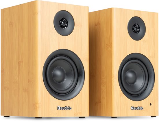 Boekenplank speakers - Audizio BS15 - Actieve speakerset met Bluetooth - HiFi speakers - 60W - Bamboe van Merkloos