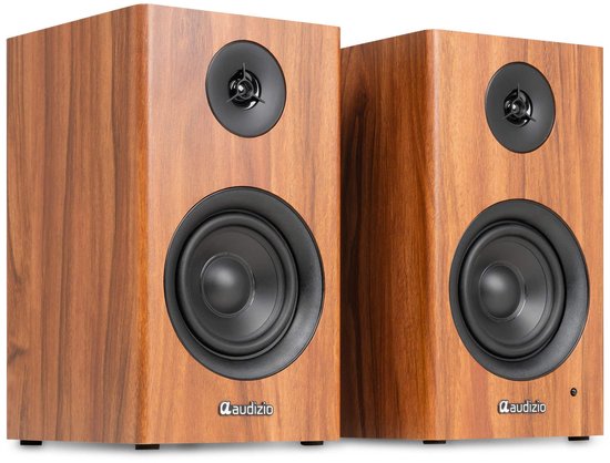 Boekenplank speakers - Audizio BS15 - Actieve speakerset met Bluetooth - HiFi speakers - 60W - Houtlook