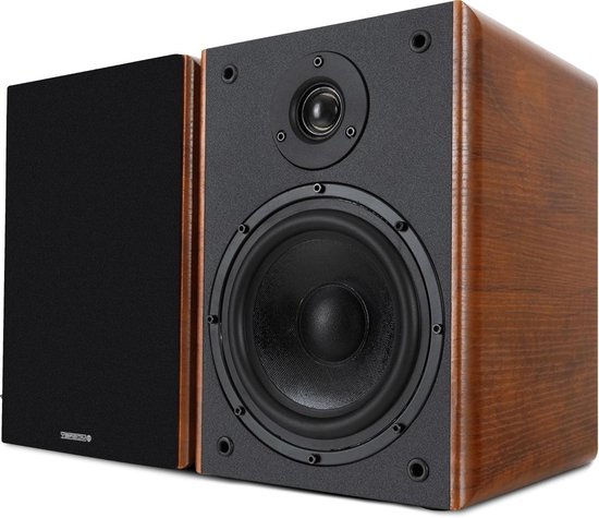 Boekenplankluidsprekers - Paar - Compacte boxen - Muziek luisteren - 2-weg systeem - 65 inch woofer - Bruine houtlook