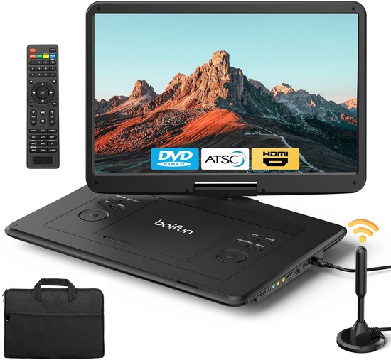 Boifun 17,5" Draagbare DVD Speler Auto - 15,6 Inch Groot HD-Scherm - Incl. Handtassen - USB - Draaibaar Scherm - BFN-162