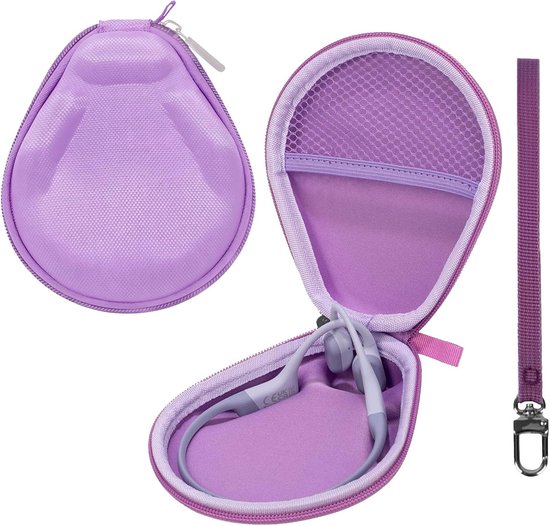 Bone Conduction Headphones Case, compatibel met OpenRun Pro 2, OpenSwim en andere (Paars), Hardcase voor botgeleiding koptelefoons