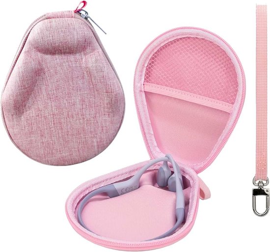 Bone Conduction Headphones Case, Compatibel met SHOKZ OpenRun Pro 2, OpenSwim, en meer, Hardcase voor botgeleiding koptelefoon (Roze)