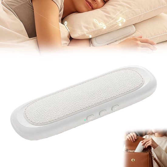 Bone conduction slaapluidspreker voor onder het kussen, ultradunne Bluetooth 5.3 mini-kussenluidspreker, automatische uitschakeling, discreet ontwerp voor zijslapers en lichte slapers om naast het bed naar muziek te luisteren (wit). van Merkloos