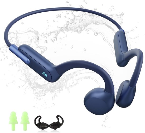 Botgeleiding Hoofdtelefoon - Open Oor Model - Zwemmen Muziek Luisteren - 32 GB Geheugen - IPX8 Waterdicht - Blauw