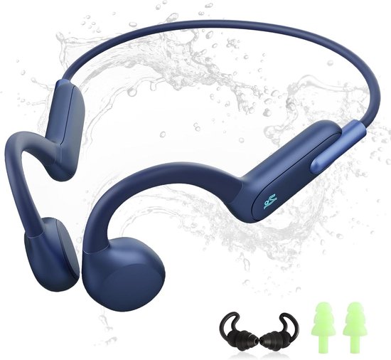 Botgeleiding Hoofdtelefoon - Open Oor - Zwemmen & Sport - 32 GB Geheugen - IPX8 Waterdicht - Blauw