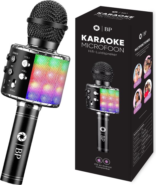 BP® Karaoke Microfoon Bluetooth - Karaoke Set - Karaoke voor Kinderen en Volwassenen - Draadloze Microfoon - 5 Stemvervormers - Echo - Met Speaker - LED Licht - Nederlandse Handleiding