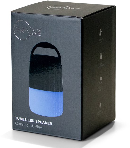 BRAINZ Bluetooth Speaker Tunes - LED Speaker - Zwart