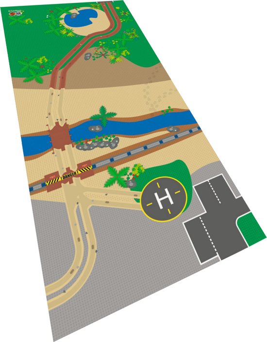 BrickMaps 32237002 - Jurassic - Base Entrance - Wegplaat speelmat voor LEGO - Formaat gelijk aan 3x7 LEGO bouwplaat van BrickMaps