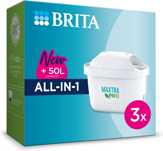 BRITA MAXTRA PRO AIO Filterpatronen – 3 Stuks – Pure smaak, vermindert PFAS, chloor van BRITA