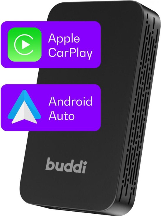 Buddi Play 2 Bluetooth Adapter voor Apple CarPlay & Android Auto | Draadloze Dongle Android Auto | Ontvanger Apple CarPlay | USB-A en USB-C | Nederlandse Interface | Voor iPhone, Google en Samsung van Buddi
