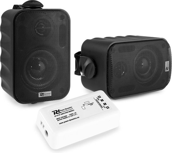Buiten speakers - Power Dynamics BT10 versterker met Bluetooth en 3'' zwarte speakers van Power Dynamics