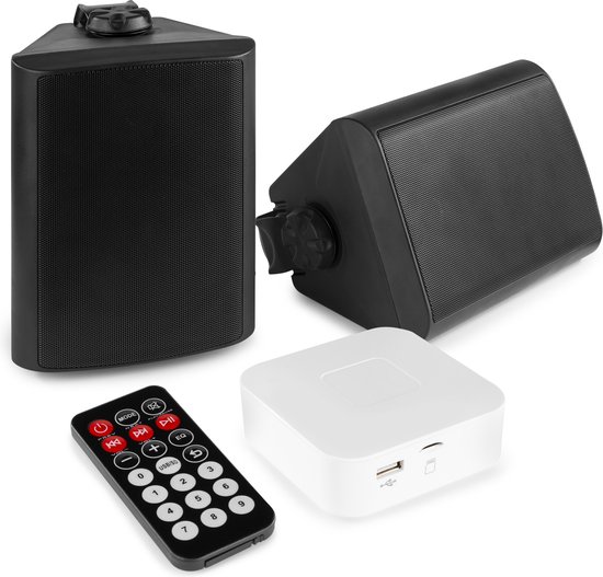 Buitenspeakers - Power Dynamics Bluetooth speakerset met 2 speakers voor buiten (5 inch) voor tuin, terras, etc. - Zwart van Power Dynamics