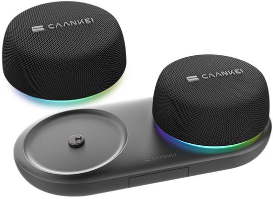 Caankei Draadloze Bluetooth Speaker - Speaker met RGB licht - Stereogeluid - met Magneet - Met Telefoonhouder van Merkloos