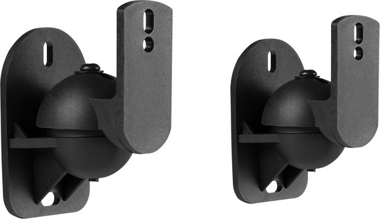 Cabletech Luidspreker Muur Montage Muurbeugel Set van 2 - Zwenk En Kantelbaar - Max Belastbaar Gewicht 3.5 Kg - Zwart - Geschikt voor kleine speakers