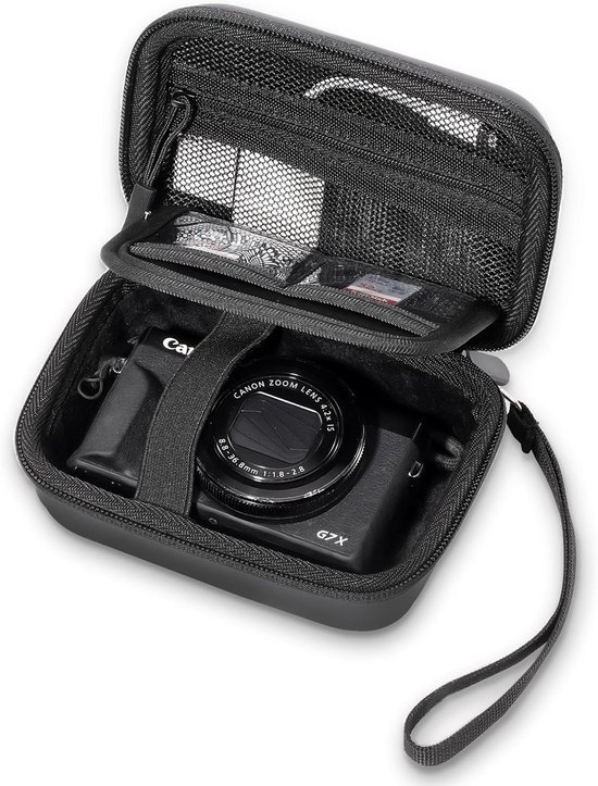 Cameratas geschikt geschikt voor Canon G7X Mark III/II, SX740 HS, Sony ZV-1F, Ricoh GR III, Panasonic Lumix TZ99, Kodak WPZ2 en andere camera's. Digitale cameratas - zwart.