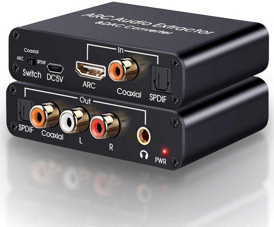 carmdering - HDMI ARC Audio Extraktor - HDMI Geluidskaart Extractor - Digitale Audio Converter - ARC Audio Terugkanaal Functie - Aluminium Metalen Behuizing - CEC Volumeregeling Ondersteuning - Compatibel Met TV En Soundbar - 1 Stuk van Carmdering
