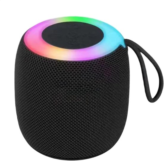 carmdering - Kleine Draadloze Luidspreker - Compacte Speaker - Draagbare Bluetooth Speaker - RGB Verlichtingseffect - Lange Batterijduur - Duurzame Kunststof - Weerbestendig Ontwerp - Ideaal Voor Reizen En Buiten - 1 Stuk-zwart