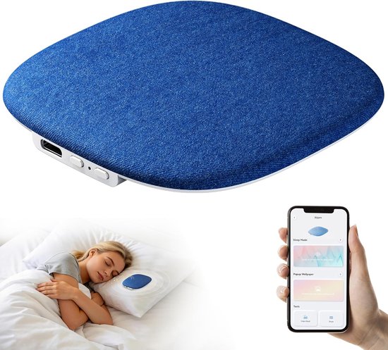 carmdering - Kussen Luidspreker - Bluetooth Hoofdkussen Speaker - Witte Ruis Machine - Bluetooth 5.4 Connectiviteit - Zacht Stof Materiaal - Ultradun Ontwerp - Ongebroken Nachtrust - 1 Stuk-Blauw