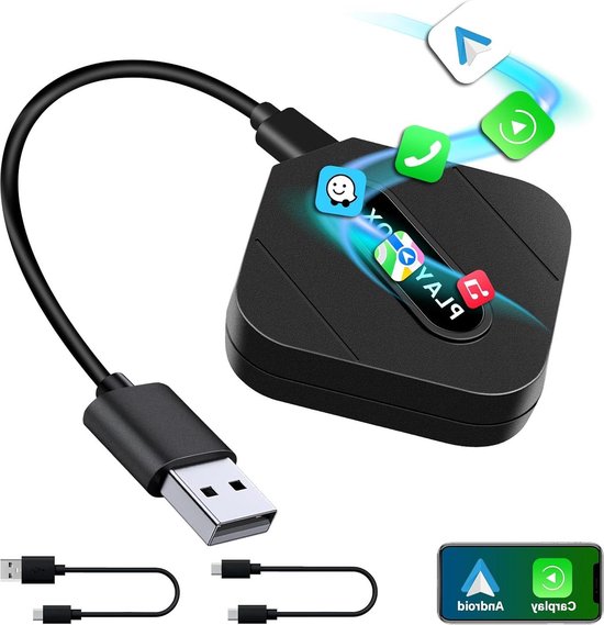 Carplay Android Auto Wireless Adapter - Converteert fabriek bekabelde CarPlay naar draadloze - iOS 10+/Android 11+ van CarPlay
