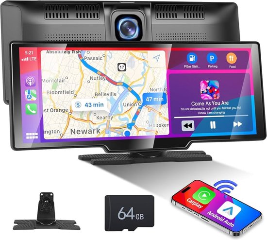 CarPlay Scherm met Dashcam | Android Auto scherm met Camera | Universeel van CarPlay
