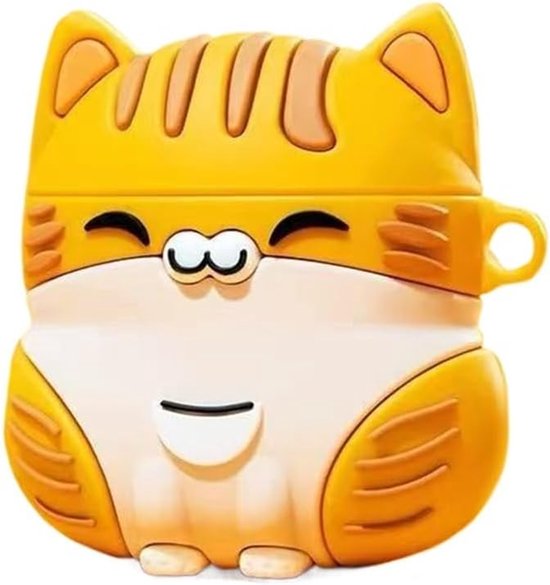Cartoon 3D kat ontwerp oordopjes hoesje voor Airpods 4 (2024), Kawaii siliconen hoofdtelefoon beschermhoes voor Airpod 4e generatie voor meisjes jongens (geel)