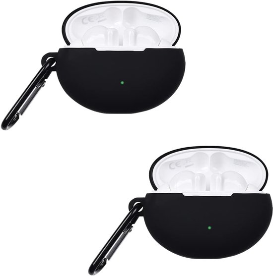 Case Box Beschermhoes Compatibel met OPPO Enco 3 Oordopjes,[Schokbestendige beschermhoes] [Past perfect][Ondersteuning draadloos opladen ]-zwart+zwart【2 stuks】
