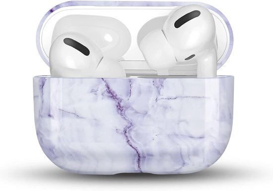 Case Compatible with AirPods Pro, Stylish Marble Pattern Hard PC Full Protective for Portable Lightweight Shockproof Cover for AirPods Pro Charging Case-Purple.