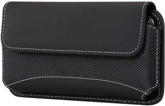 Case Cover Horizontaal Nieuw Leder & Nylon voor Tecno Pouvoir 6 (2021) - Zwart