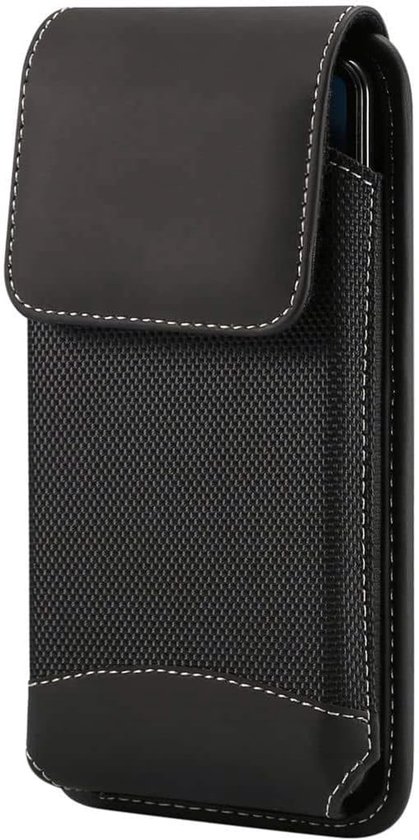 Case Cover Vertical Leather and Nylon voor Gionee M15 (2021) - Black