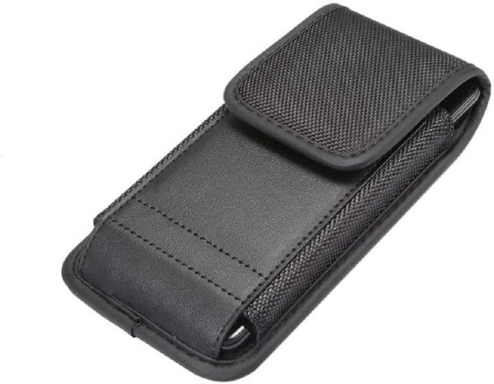 Case Cover with Card Holder in Leather and Nylon Vertical voor Meizu Mblu 10 (2021) - Black