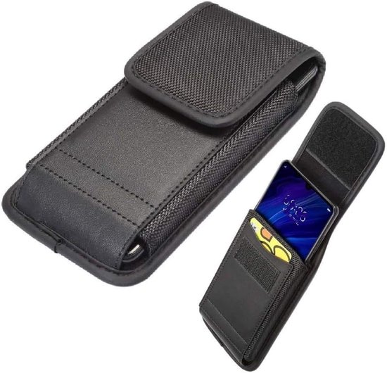 Case Cover with Card Holder in Leather and Nylon Vertical voor Tecno Camon 17 (2021) - Black