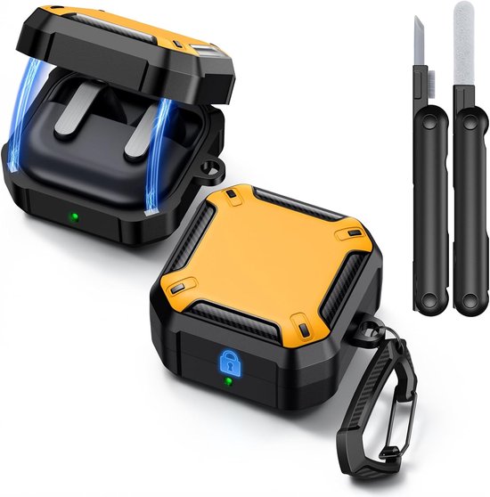 Case for Samsung Galaxy Buds 4 Pro/Buds 4 Case (2026), Yellow | Magnetic Lid, with Keychain & Cleaner Kit, Wireless Charging Compatible, Shockproof Covers Drop-Proof