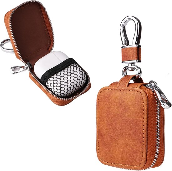 case, kleine hoofdtelefoontas, draagbaar, etui, oortelefoonhoes, hardcase, beschermtas, hoofdtelefoon, opslag, bescherming, universele koffer voor Airpods, bruin