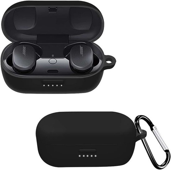 Case voor Bose QuietComfort Earbuds,ultradunne zachte siliconen schokbestendige,Beschermende Siliconen Hoes,Bose QuietComfort Earbuds beschermhoes-Zwart