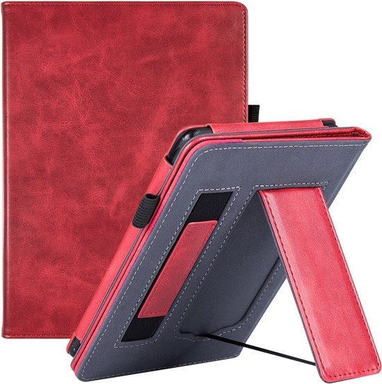 Case2go - E-reader Hoes geschikt voor Kindle Paperwhite (2021) - Sleepcover - Auto/Wake functie - Met handstrap - Rood van Case2go
