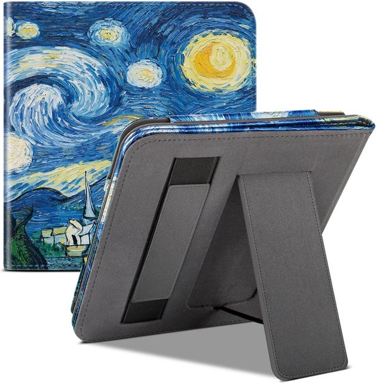 Case2go - E-reader hoes geschikt voor Kobo Sage - Sleepcover - Auto/Wake functie - Met handstrap - Sterrenhemel van Case2go