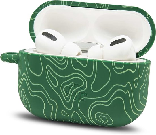 CaseZ compatibel met Apple AirPods Pro 1 & 2 – Zachte siliconen beschermhoes met sleutelhanger van Wicked Cushions | Schokbestendig, stofbestendig en Wicked Designs | Emerald Tide