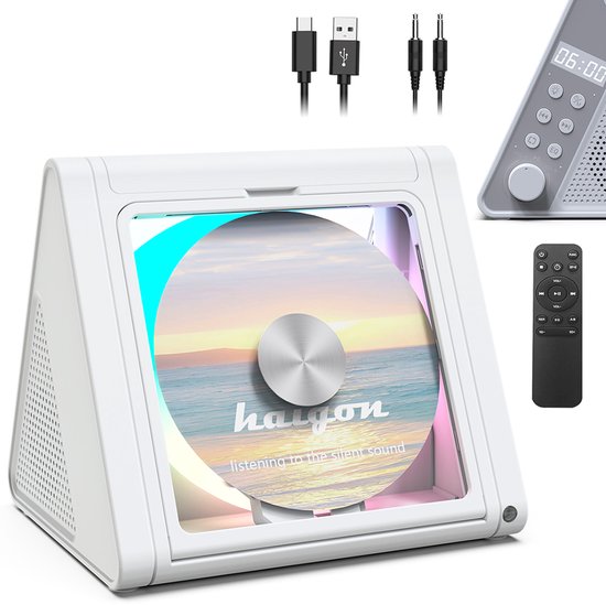 CD-speler - Bluetooth-luidspreker - Leer-cd-speler - Multifunctionele luidspreker - Ingebouwde luidspreker - Geschikt voor thuis en op het bureau - Draagbaar - TYPE-C - 12W - 5V - Bluetooth 5.3 - Wit