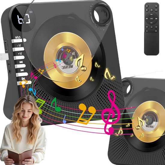 CD-speler - Draagbare Bluetooth-luidspreker - 4000mAh Batterij & Bluetooth 5.0 - Transparant Schuifdeksel & Afstandsbediening - Slaaptimer & Herhaalfunctie - Voor Thuis & Onderweg van Merkloos
