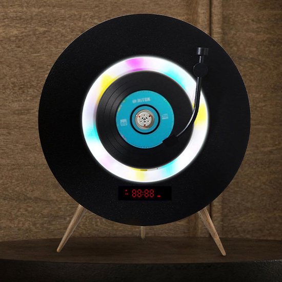 CD-speler, verticale CD-speler, met afstandsbediening en meerdere verlichtingsmodi, cd-uitwerpsysteem, ingebouwde dubbele luidsprekers met onafhankelijke holtes, voor woonkamer en slaapkamer（Zwart）